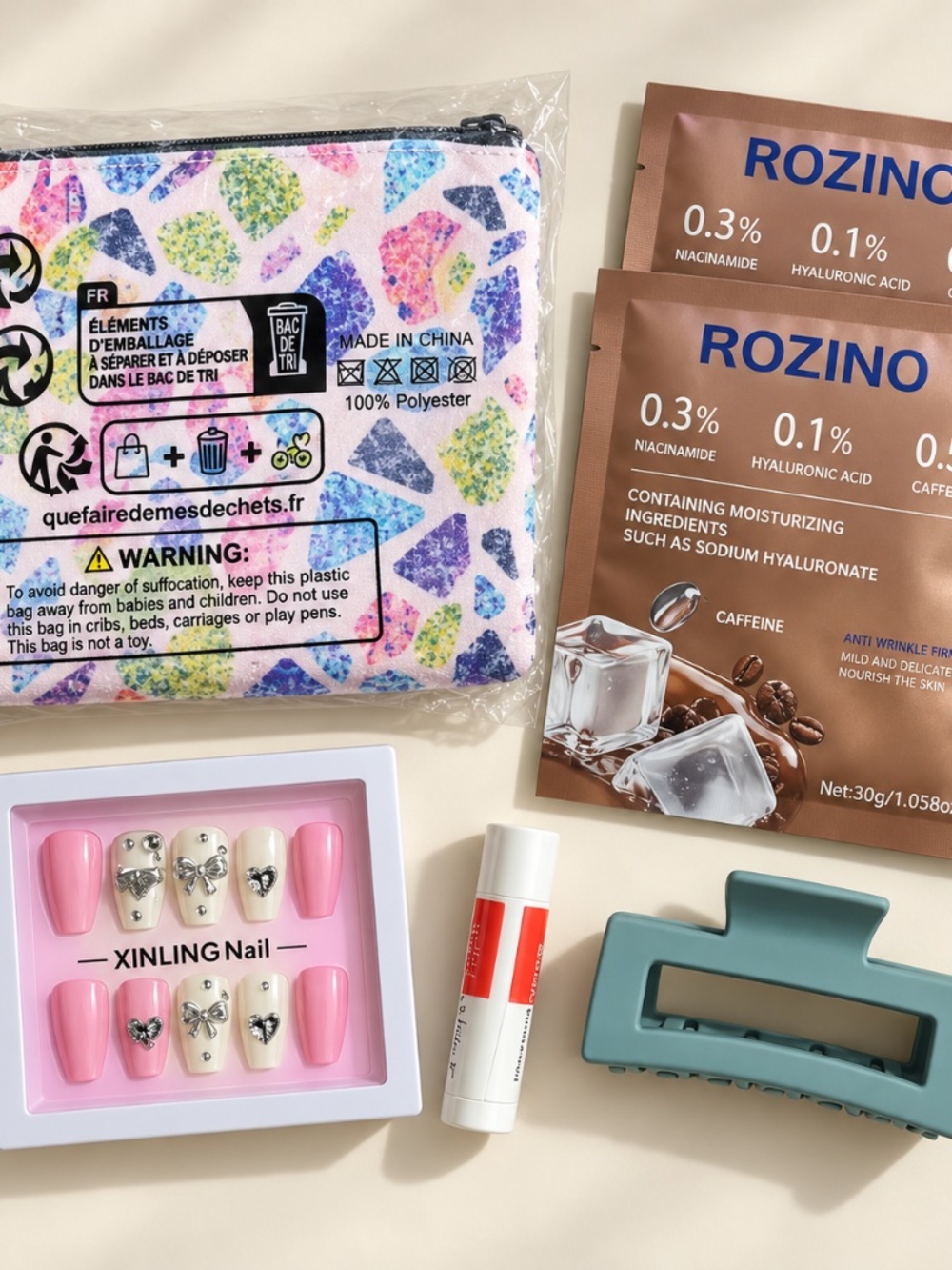 MYSTERY Bundle! Pouch, Nails, Masks & Hair Clip